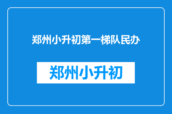 郑州小升初第一梯队民办