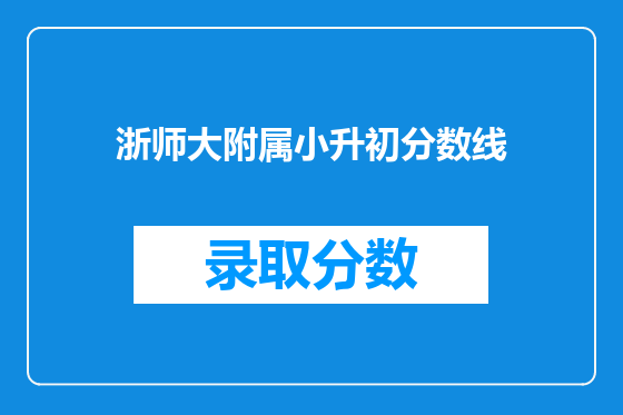 浙师大附属小升初分数线