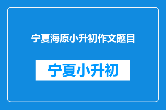 宁夏海原小升初作文题目