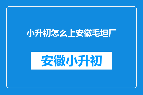 小升初怎么上安徽毛坦厂