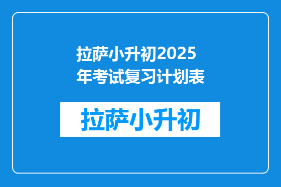 拉萨小升初2025年考试复习计划表