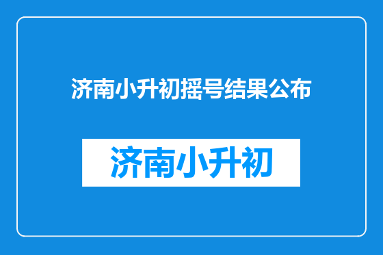 济南小升初摇号结果公布