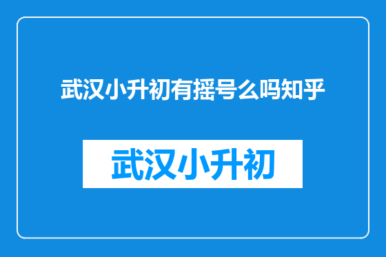 武汉小升初有摇号么吗知乎