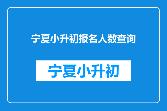 宁夏小升初报名人数查询