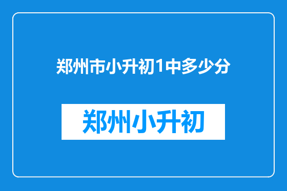 郑州市小升初1中多少分