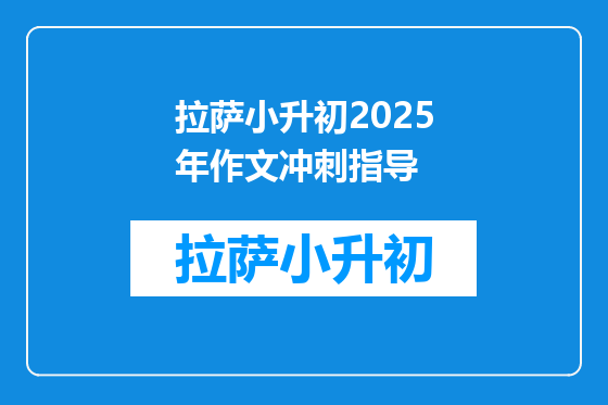 拉萨小升初2025年作文冲刺指导