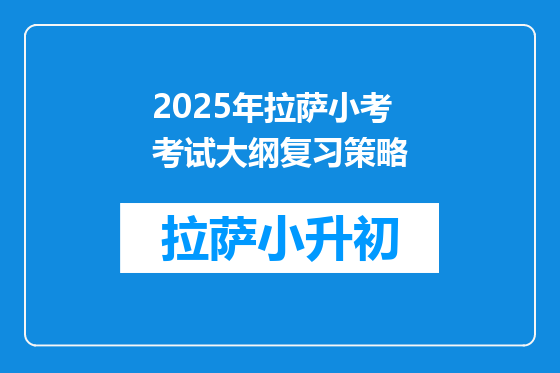 2025年拉萨小考考试大纲复习策略