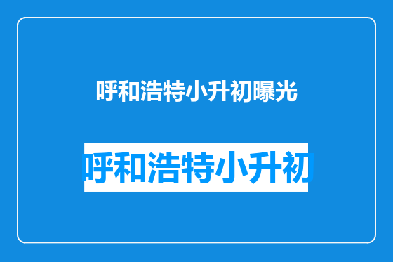 呼和浩特小升初曝光
