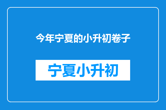 今年宁夏的小升初卷子