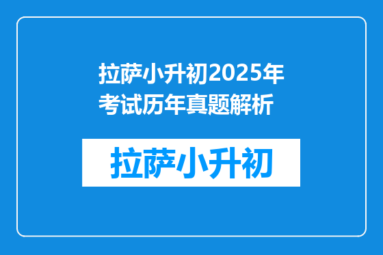 拉萨小升初2025年考试历年真题解析