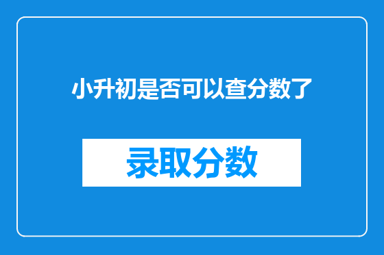 小升初是否可以查分数了