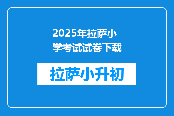 2025年拉萨小学考试试卷下载