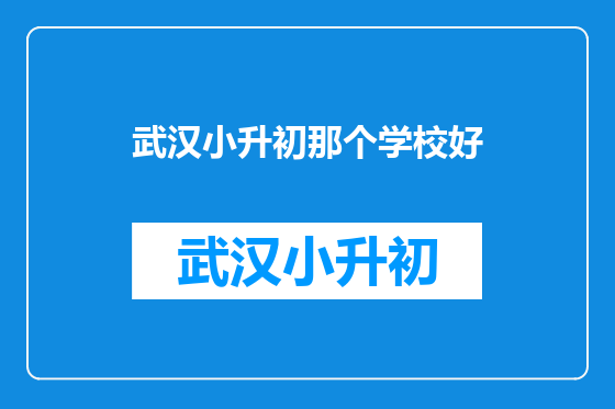 武汉小升初那个学校好