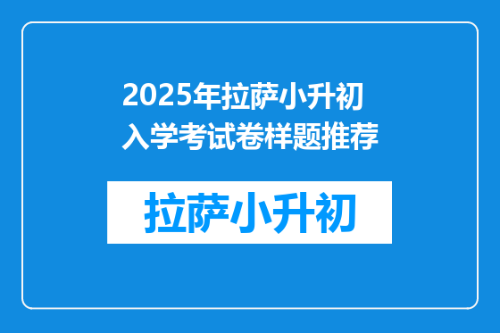 2025年拉萨小升初入学考试卷样题推荐