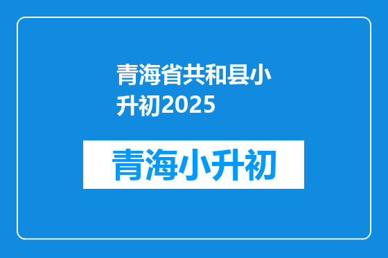 青海省共和县小升初2025