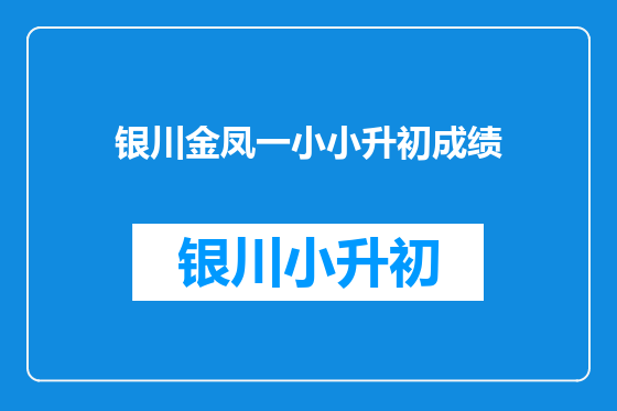银川金凤一小小升初成绩