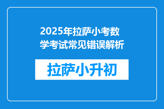 2025年拉萨小考数学考试常见错误解析