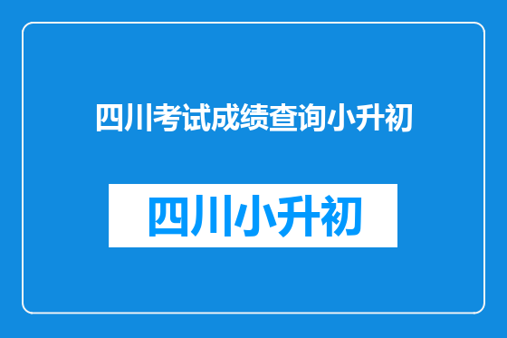 四川考试成绩查询小升初