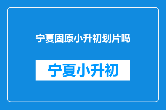 宁夏固原小升初划片吗