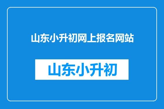 山东小升初网上报名网站