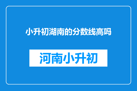 小升初湖南的分数线高吗