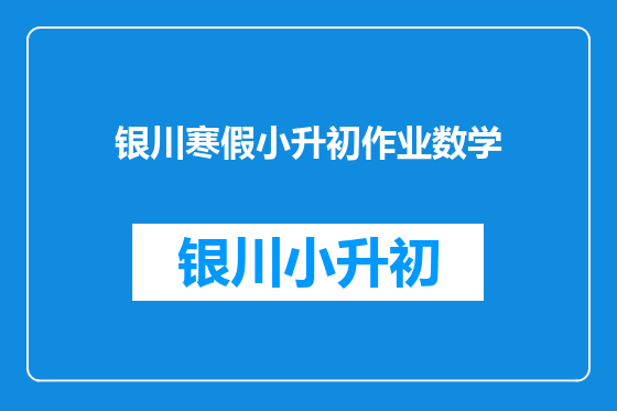 银川寒假小升初作业数学