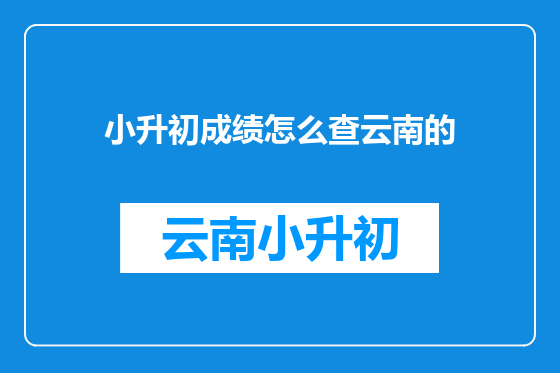 小升初成绩怎么查云南的