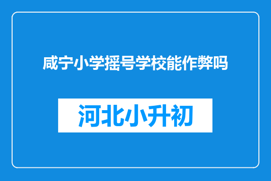 咸宁小学摇号学校能作弊吗