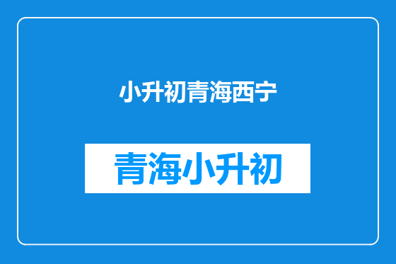 小升初青海西宁