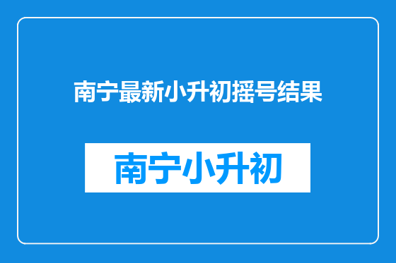 南宁最新小升初摇号结果