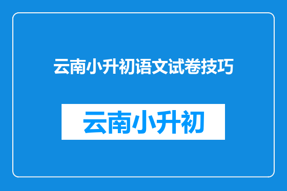 云南小升初语文试卷技巧