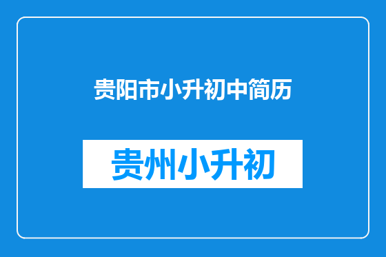 贵阳市小升初中简历