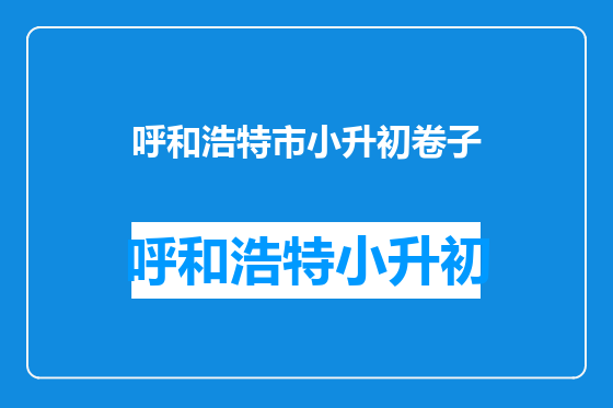 呼和浩特市小升初卷子
