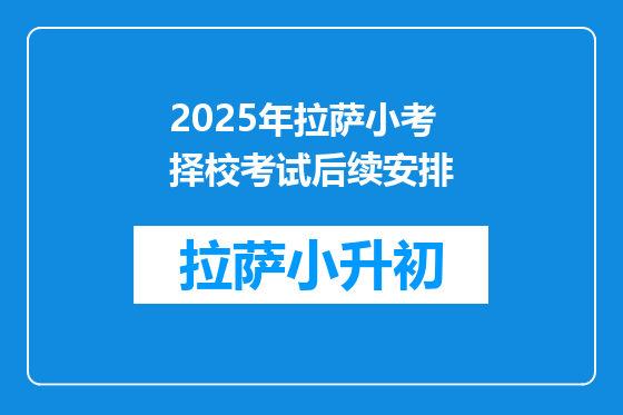 2025年拉萨小考择校考试后续安排