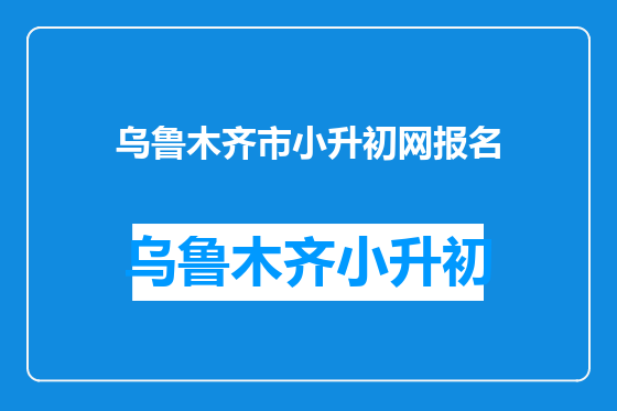 乌鲁木齐市小升初网报名