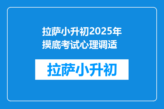 拉萨小升初2025年摸底考试心理调适