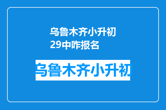 乌鲁木齐小升初29中咋报名