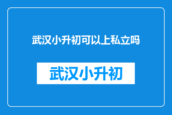 武汉小升初可以上私立吗