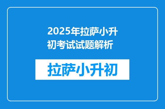 2025年拉萨小升初考试试题解析