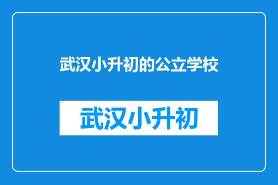 武汉小升初的公立学校