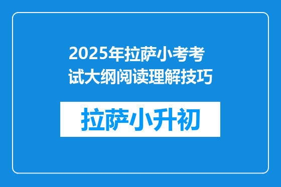2025年拉萨小考考试大纲阅读理解技巧