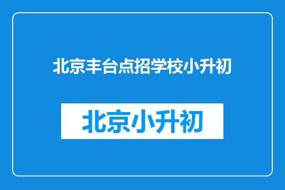 北京丰台点招学校小升初
