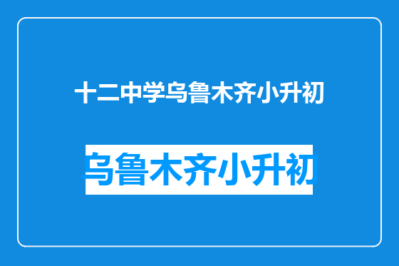 十二中学乌鲁木齐小升初