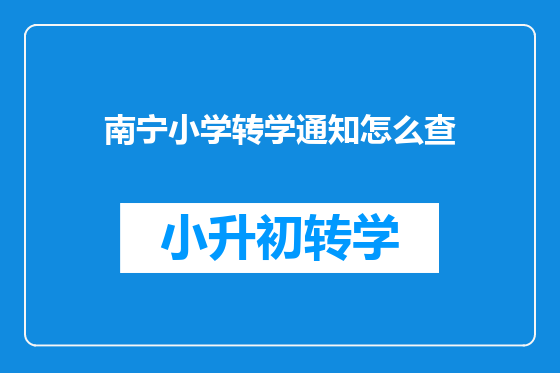 南宁小学转学通知怎么查