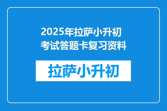 2025年拉萨小升初考试答题卡复习资料