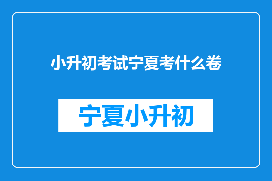 小升初考试宁夏考什么卷