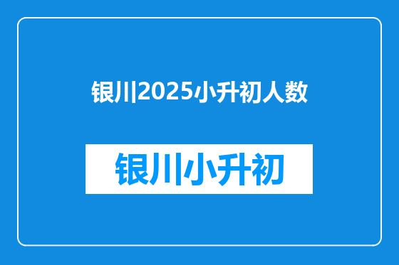 银川2025小升初人数