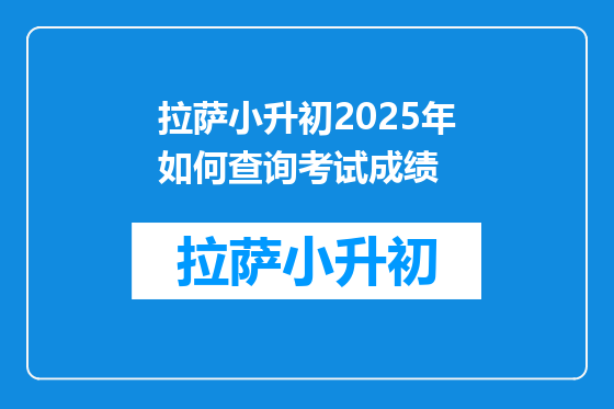 拉萨小升初2025年如何查询考试成绩