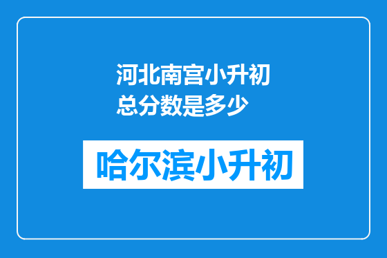 河北南宫小升初总分数是多少