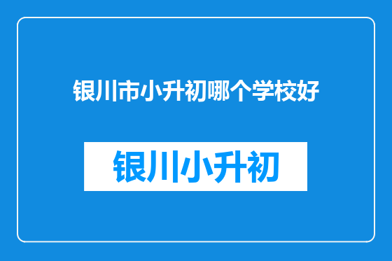 银川市小升初哪个学校好
